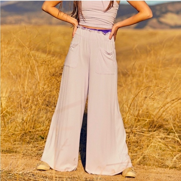 FP Movement by Free People Pants - NWT Free People “Blissed Out” Wide Leg Ribbed Pants in The Shade “Dew Berry” 🫐